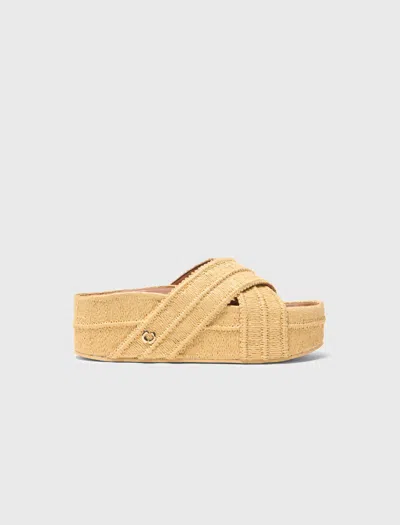 Maje Woven Crossover Mules In Neutral