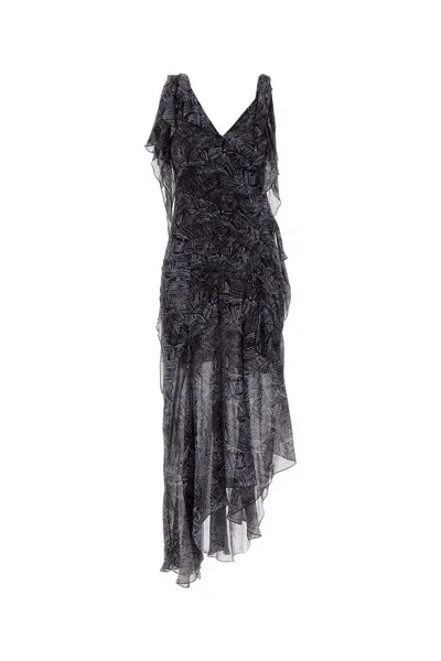Isabel Marant Womens Faded Night Tylena Printed Ruffle-trim Silk Midi Dress In Multi