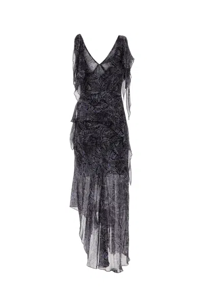 Isabel Marant Womens Faded Night Tylena Printed Ruffle-trim Silk Midi Dress In Multi