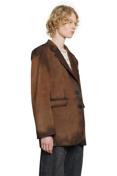 Acne Studios Suede Suit Jacket In Brown