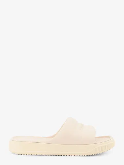 Moncler Platform Logo Slides Open Toe Rubber Sole In White