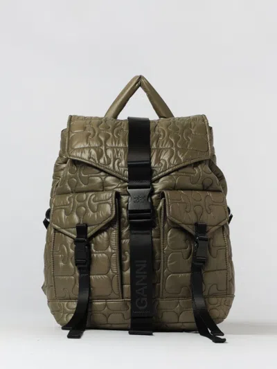 Ganni Nylon Backpack Quilt Pattern Top Handle In Green