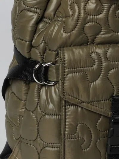 Ganni Nylon Backpack Quilt Pattern Top Handle In Green