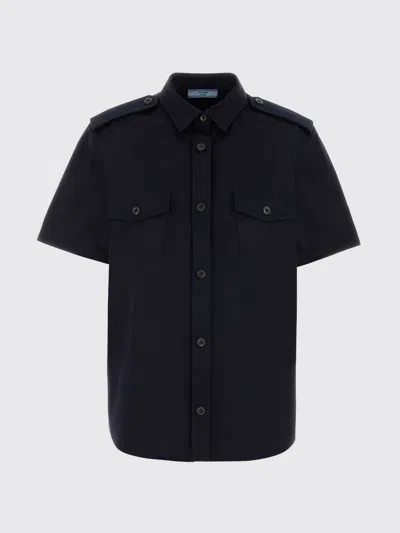 Prada Black Regular Solid Shirt In Blue