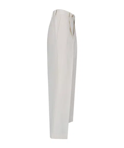 Auralee Wool Blend Belt Loop Casual Pants In White