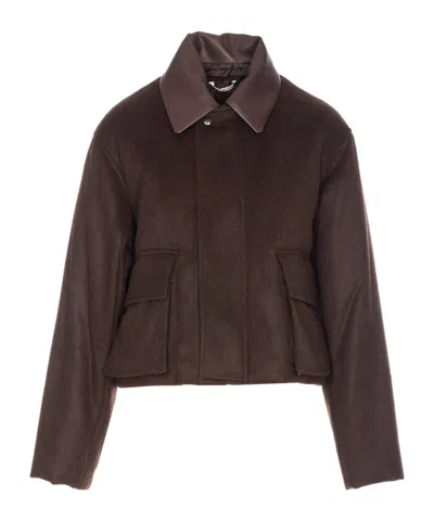 Auralee Baby Jacket With Long Sleeves And Flap Pockets In Brown