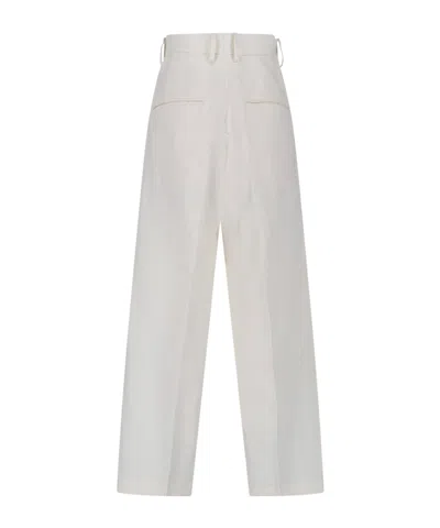 Auralee Wool Blend Belt Loop Casual Pants In White