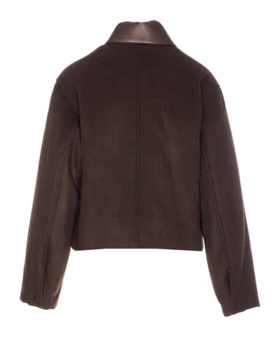 Auralee Baby Jacket With Long Sleeves And Flap Pockets In Brown