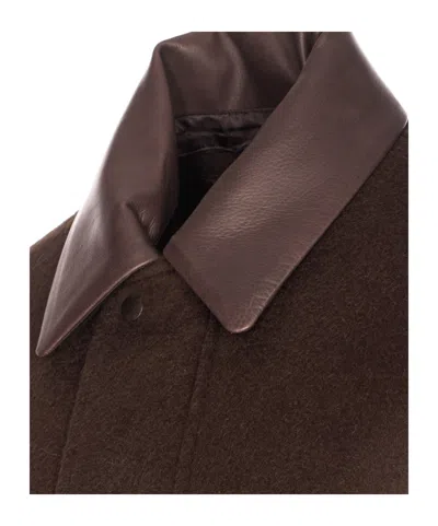 Auralee Baby Jacket With Long Sleeves And Flap Pockets In Brown