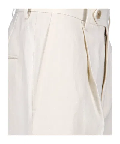 Auralee Wool Blend Belt Loop Casual Pants In White