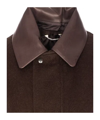 Auralee Baby Jacket With Long Sleeves And Flap Pockets In Brown