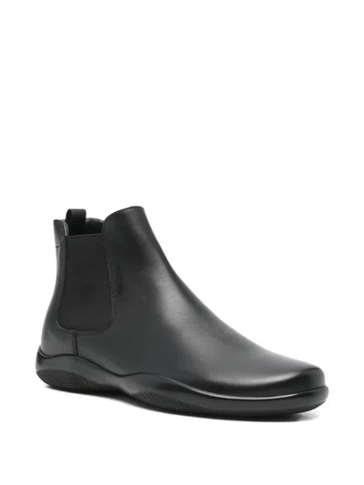 Prada Chelsea Boots With Pull Tabs In Black