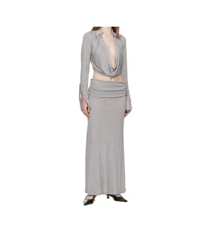 Aya Muse Draped Collared Top In Gray