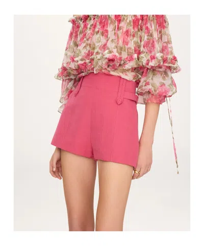 Chloé High-rise Mini Shorts In A Linen-cotton Mix In Pink
