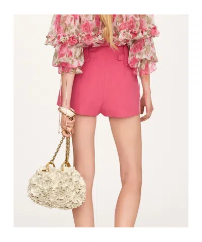 Chloé High-rise Mini Shorts In A Linen-cotton Mix In Pink