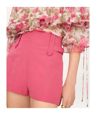 Chloé High-rise Mini Shorts In A Linen-cotton Mix In Pink