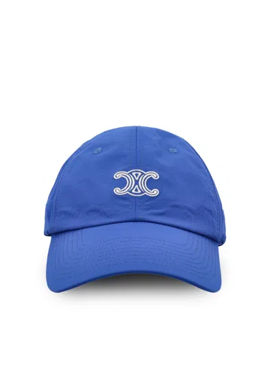 Celine Triomphe Richelieu Cap In Nylon In Blue