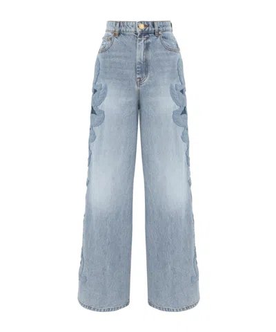 Zimmermann Alchemy Applique Relaxed Flare Jeans In Sea Foam In Blue
