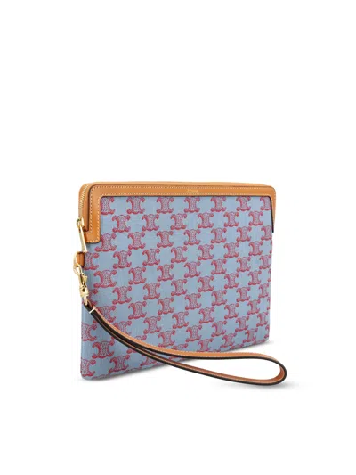 Celine Logo Clutch In Blue