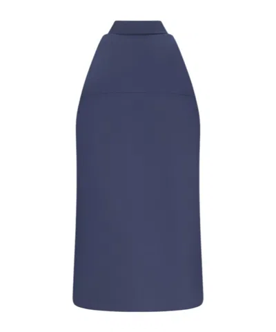 Darkpark Sleeveless Collared Top In Blue