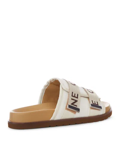 Celine Round-toe Slippers In White