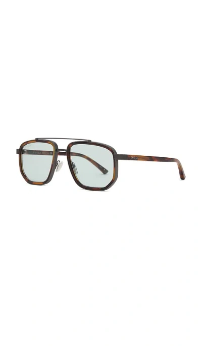 Gucci Noble Tip Rectangular Sunglasses In Brown
