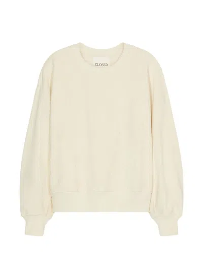 Closed Beige Solid Crew Neck Sweatshirt In Sand