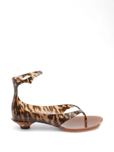 Chloé Jelly Flip-flop Sandals Tropical Print Shell Heel In Black