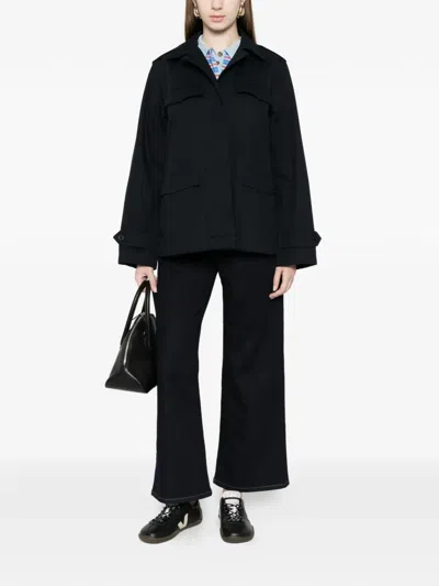 A.p.c. Navy Belted Jacket In Blue