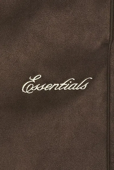 Essentials Relaxed Suede-effect Drawstring Shorts In Brown