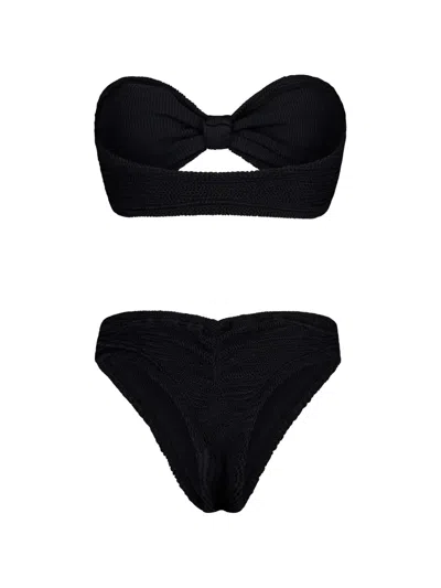 Paramidonna Lucy Knot Textured Bikini In Black