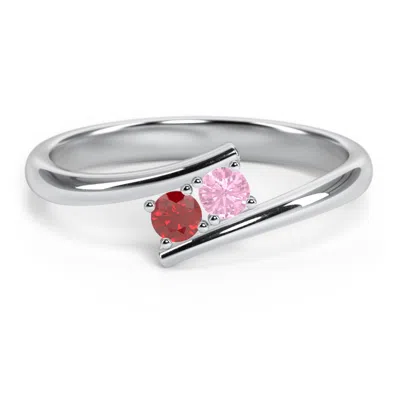 Jewlr 2 Birthstone Bypass Ring In Gray