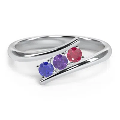 Jewlr 3 Birthstone Bypass Ring In Silver