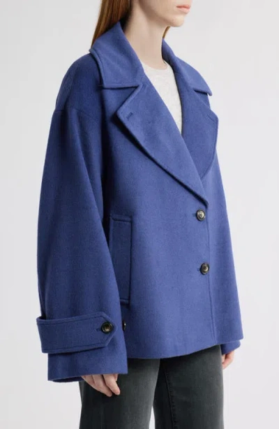 Bernardo Single Breasted Crop Coat In Blue