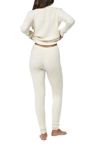 Papinelle Olivia Cable Pointelle Full Length Pj Set In White