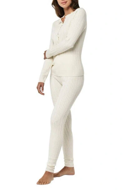 Papinelle Olivia Cable Pointelle Full Length Pj Set In White