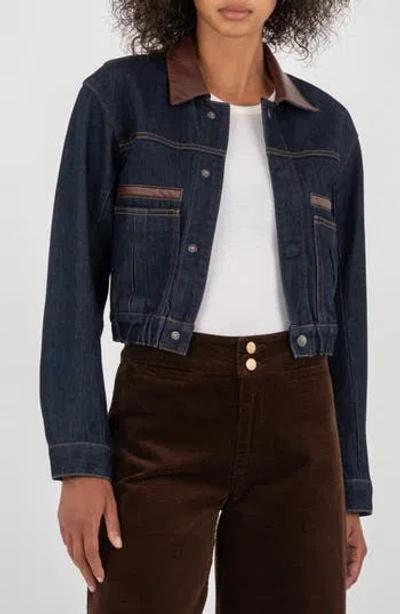 Kut From The Kloth Ella Button Front Jacket Contrast In Blue
