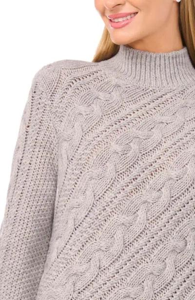 Halogen ® Diagonal Cable Mock Neck Sweater In Gray