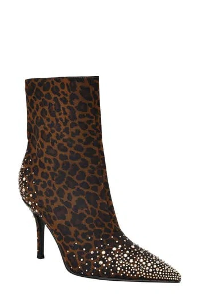 Guess Gomoray Rhinestone Bootie In Brown