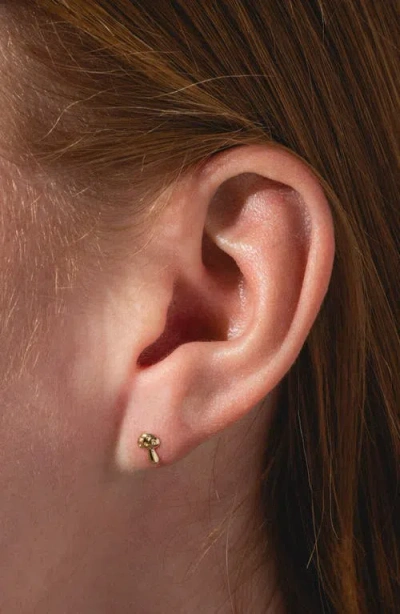 Local Eclectic Solid 9k Gold Mushroom Stud Earrings In Gold
