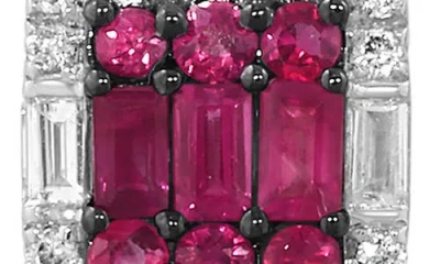 Effy Sterling Silver Diamond Halo Ruby Stud Earrings In Neutral