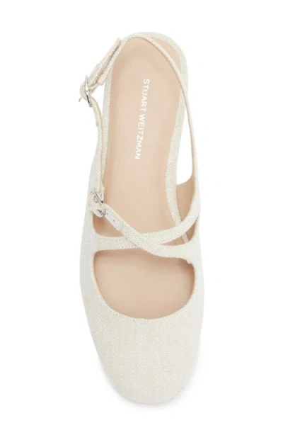 Stuart Weitzman Clover Canvas Slingback Flats In White