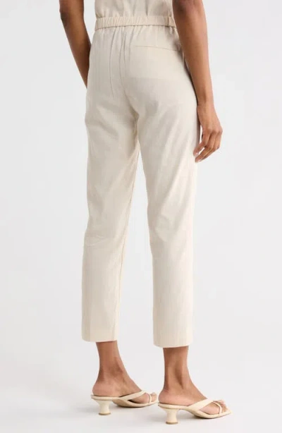 Theory Treeca Linen Blend Crop Pull-on Pants In Neutral
