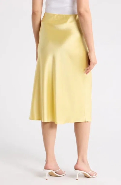 Renee C Solid Satin Midi Skirt In Gray