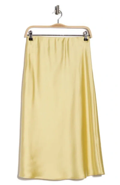 Renee C Solid Satin Midi Skirt In Gray