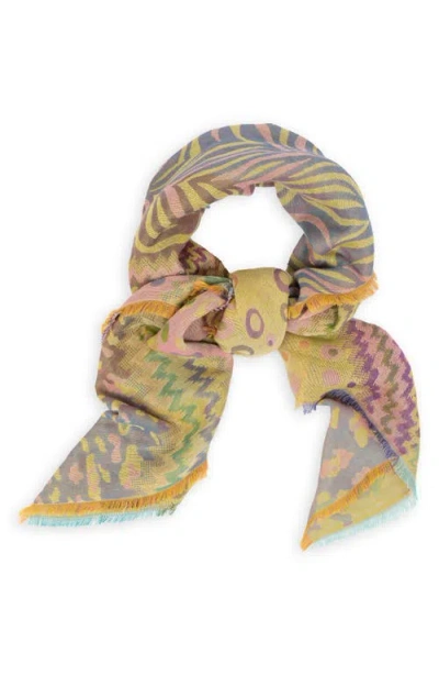 Saachi Mixed Animal Pattern Scarf In Neutral