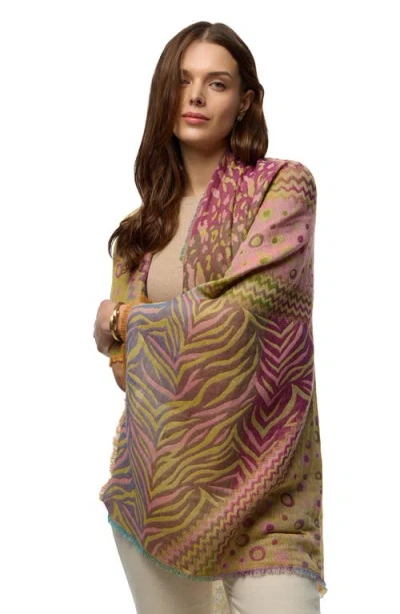 Saachi Mixed Animal Pattern Scarf In Neutral