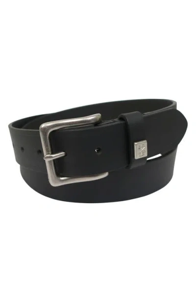 Izod Cut Edge Leather Belt In Black