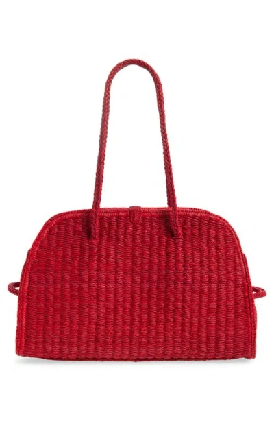 Jacquemus Medium Le Turismo Raffia Shoulder Bag In Burgundy