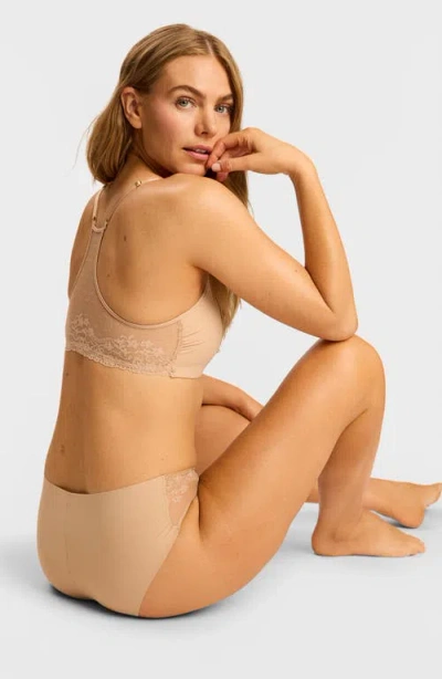 Commando Double Take Racerback Microfiber & Lace Bra In Brown